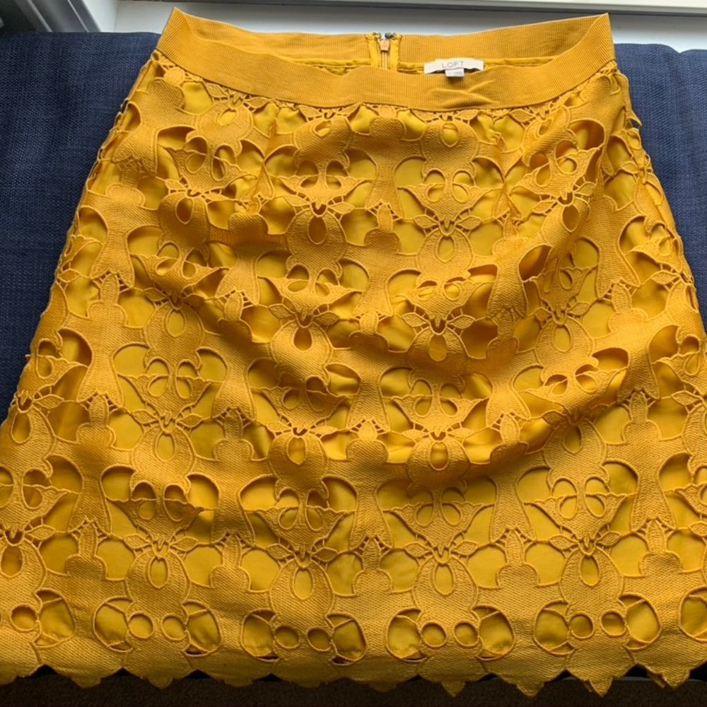 LOFT gold/yellow pencil skirt